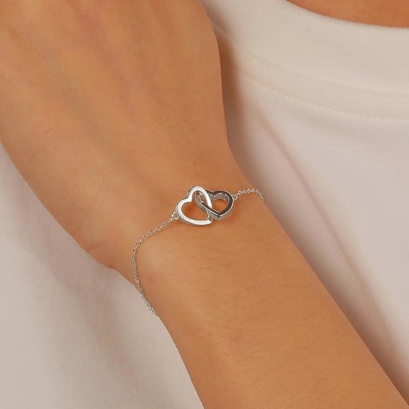 Charter Club Interlocking Heart Bracelet – Sterling Silver Adjustable - Picture 2 of 4